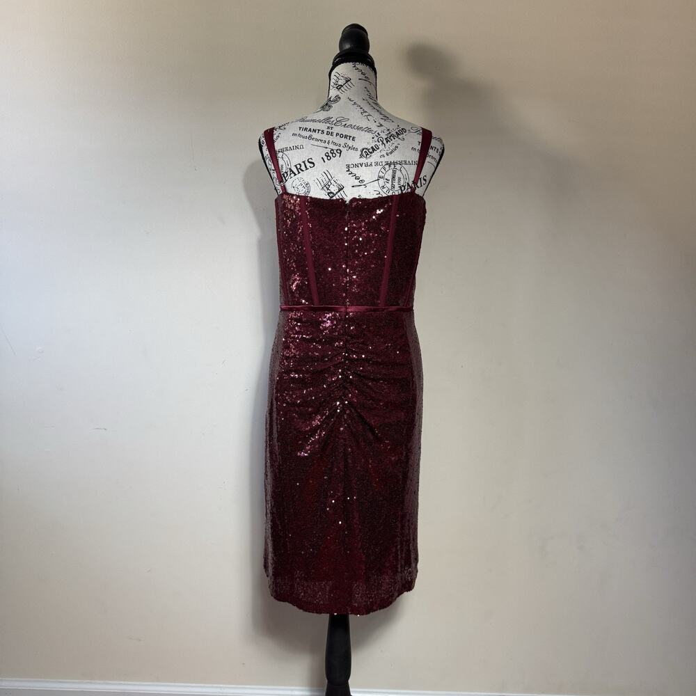 City Chic Burgundy Sequin Mini Dress Size 22 Sleeveless Cocktail Party Glam - Picture 5 of 16